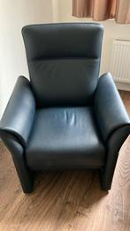 Lederen fauteuil donker blauw, Ophalen, Zo goed als nieuw, 75 tot 100 cm, Leer