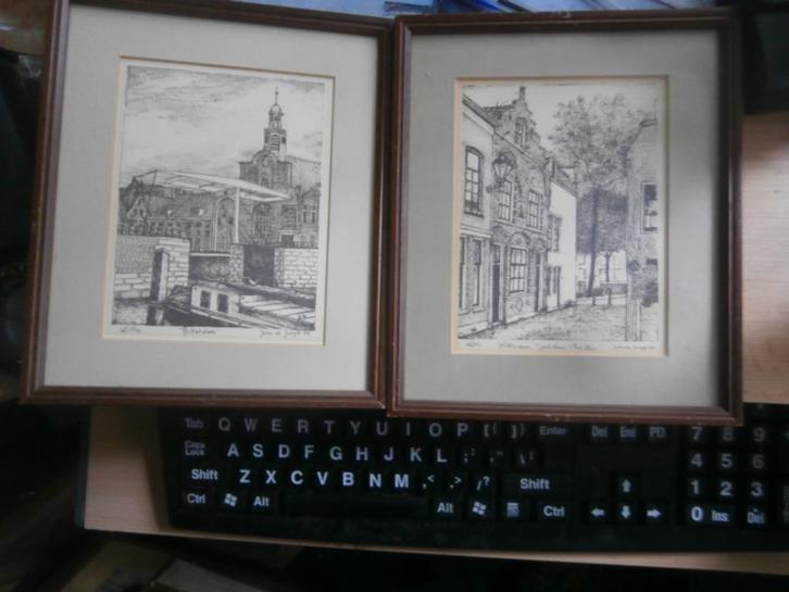 John de JONGH, Delfshaven Rdam, 2 Litho's i.g St., Antiek en Kunst, Kunst | Litho's en Zeefdrukken, Ophalen