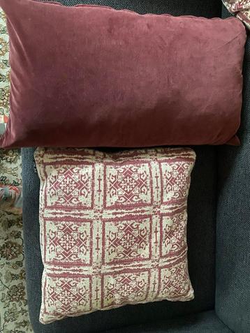 Sierkussens - Set van 2 en 1 rood velours beschikbaar voor biedingen