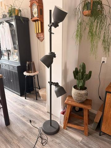 Grijze Staande Lamp met 3 Spots