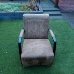 Groene leren fauteuil, Huis en Inrichting, Fauteuils, Ophalen, 75 tot 100 cm, 50 tot 75 cm