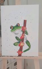 Frog on a Stick kikker acryl op canvas schilderij painting, Huis en Inrichting, Woonaccessoires | Schilderijen, Tekeningen en Foto's
