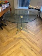 Glazen ronde tafel 114cm, Huis en Inrichting, Tafels | Eettafels, 50 tot 100 cm, 100 tot 150 cm, Rond, Ophalen of Verzenden