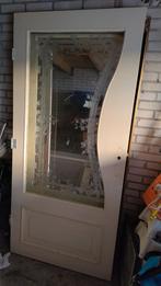 Klassieke deur met geëtst glas, Ophalen, Gebruikt, 80 tot 100 cm, Binnendeur