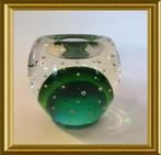 Mooi zwaar groen glazen theelicht, Antiek en Kunst, Antiek | Glas en Kristal, Ophalen of Verzenden