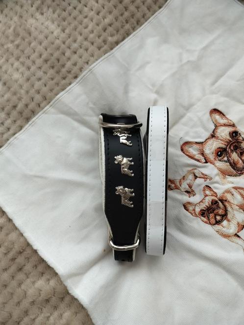 Franse bulldog halsband met riem echt leder, Dieren en Toebehoren, Hondenhalsbanden en Penningen, Nieuw, Verzenden