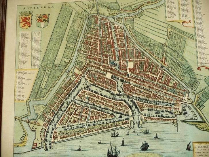 Oude plattegrond van Rotterdan 15e eeuw, Boeken, Atlassen en Landkaarten, Gelezen, Landkaart, Nederland, 1800 tot 2000, Ophalen of Verzenden
