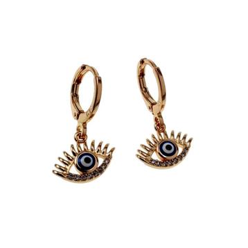 22mm Lange Dames Oorbellen Roségold Plated Turkse Oog Hanger beschikbaar voor biedingen