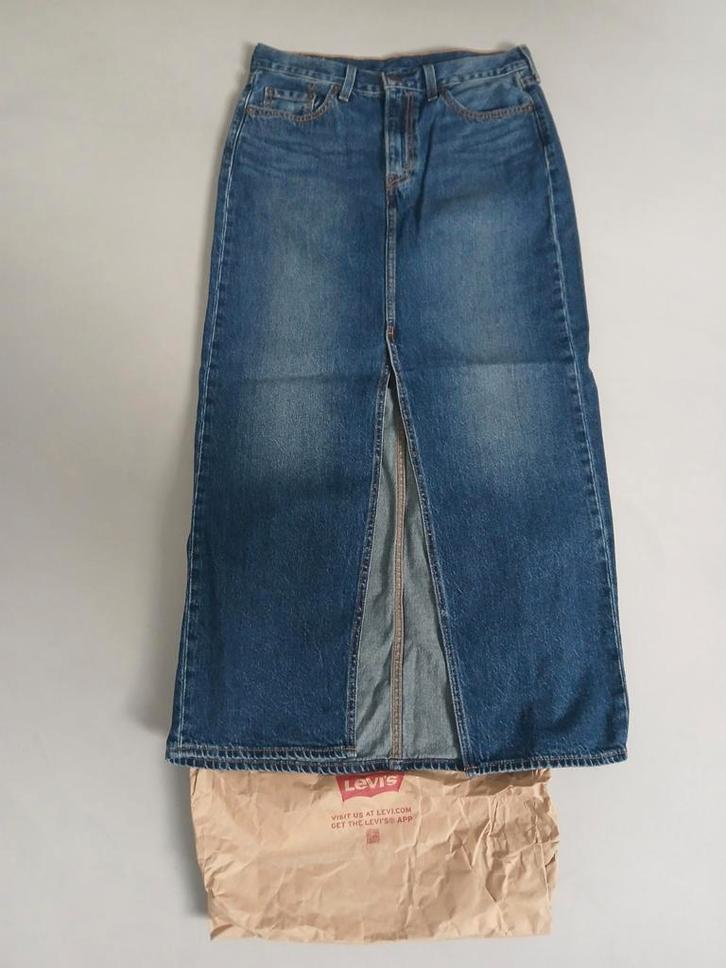 Levi's Jeans Rok met Split Maat 28 ZGAN, Kleding | Dames, Rokken, Zo goed als nieuw, Maat 36 (S), Blauw, Onder de knie, Ophalen of Verzenden
