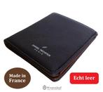 Franse leren portemonnee voor heren donkerblauw met bruin, Overige merken, Blauw, Ophalen of Verzenden, Zo goed als nieuw