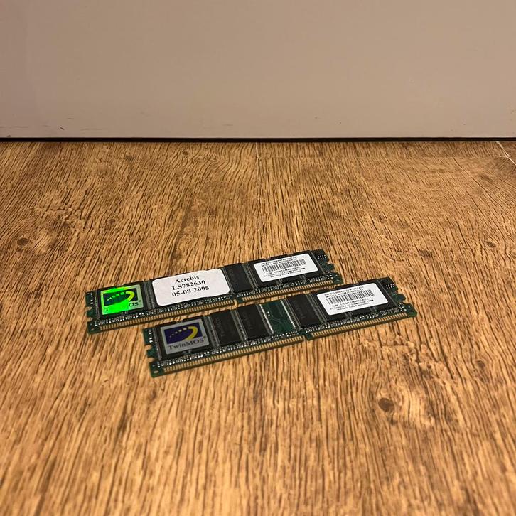 TwinMOS 512MB DDR 400Mhz-PC3200 ( 2x 256MB ), Computers en Software, RAM geheugen, Gebruikt, Desktop, 1 GB of minder, DDR, Ophalen of Verzenden