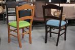 4 leuke hippe eetkamerstoelen keukenstoelen blauw & groen, Ophalen, Blauw, Hout, Zo goed als nieuw
