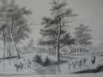 Potloodtekening koe en ezel drinken in poel, H. Altink 1862, Verzenden