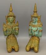 2 Thaise Tempelwachters Thephanoms brons beelden 18 cm, Ophalen of Verzenden, Gebruikt
