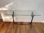 Glazen Sidetable met prachtig gietijzer onderstel, Ophalen, Gebruikt, 100 tot 150 cm, Glas
