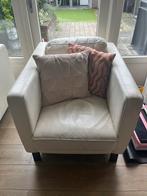 Goossens Wit Lederen Fauteuil - Z.G.A.N., Huis en Inrichting, Fauteuils, Ophalen, Zo goed als nieuw, Leer, 75 tot 100 cm