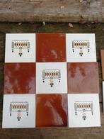 21 art deco wandtegels oker/groen decor 15x15cm, Antiek en Kunst, Ophalen