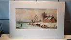 winterpret op het ijs schilderij, Ophalen of Verzenden