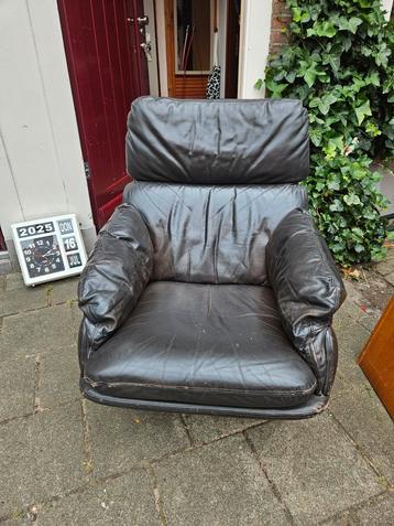 Vintage leren draai tv relax fauteuil  beschikbaar voor biedingen