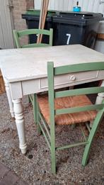 Antieke boeren tafeltje met 2 oude stoeltjes, Antiek en Kunst, Ophalen of Verzenden