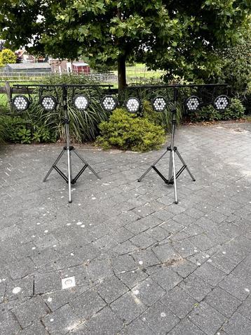 8x Showtec Compact Par 18 MKII incl. statief en bekabeling beschikbaar voor biedingen