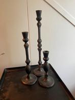 Set van 3 metalen kandelaars, Ophalen of Verzenden, Overige materialen