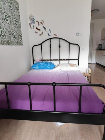 SAGSTUA
Bedframe, zwart/Luröy, 140x200 cm with mattress 