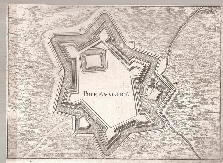 Bredevoort 'Breevoort Vestingkaart Plattegrond Slichtenhorst, Antiek en Kunst, Kunst | Etsen en Gravures, Ophalen of Verzenden