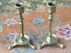 Mooi stel antieke Engelse koperen kandelaars 13,8 cm. 1850., Antiek en Kunst, Antiek | Kandelaars, Ophalen of Verzenden, Koper of Brons