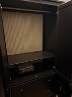 Donkerbruine kledingkast met lades, Ophalen, Gebruikt, 100 tot 150 cm, Meerdere deuren