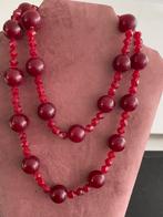 Vintage 1960 ketting met kers rode kralen 925 zilver slotje, Sieraden, Tassen en Uiterlijk, Kettingen, Ophalen of Verzenden, Zo goed als nieuw