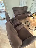 Hukla 3-zits bank + 2 relaxstoelen - Antraciet, Huis en Inrichting, Banken | Bankstellen, Ophalen, Gebruikt, Driepersoons, 75 tot 100 cm