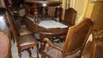 Klassiek noten eetkamer tafel met 6stoelen Leder, Ophalen