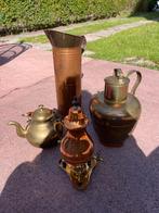 Set vintage koperen en messing kannen, Antiek en Kunst, Antiek | Koper en Brons, Ophalen of Verzenden, Koper