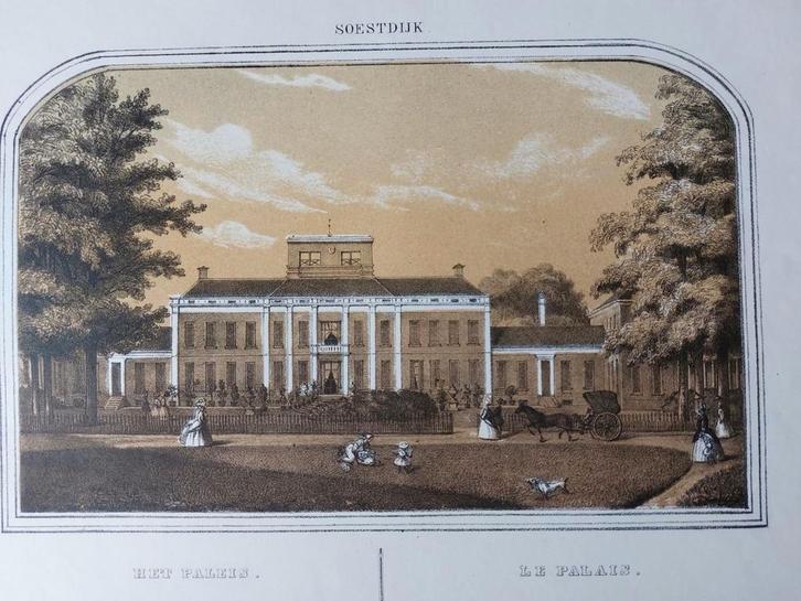 U035 / Paleis Soestdijk - Soestdyk Litho ca 1860, Antiek en Kunst, Kunst | Litho's en Zeefdrukken, Ophalen of Verzenden