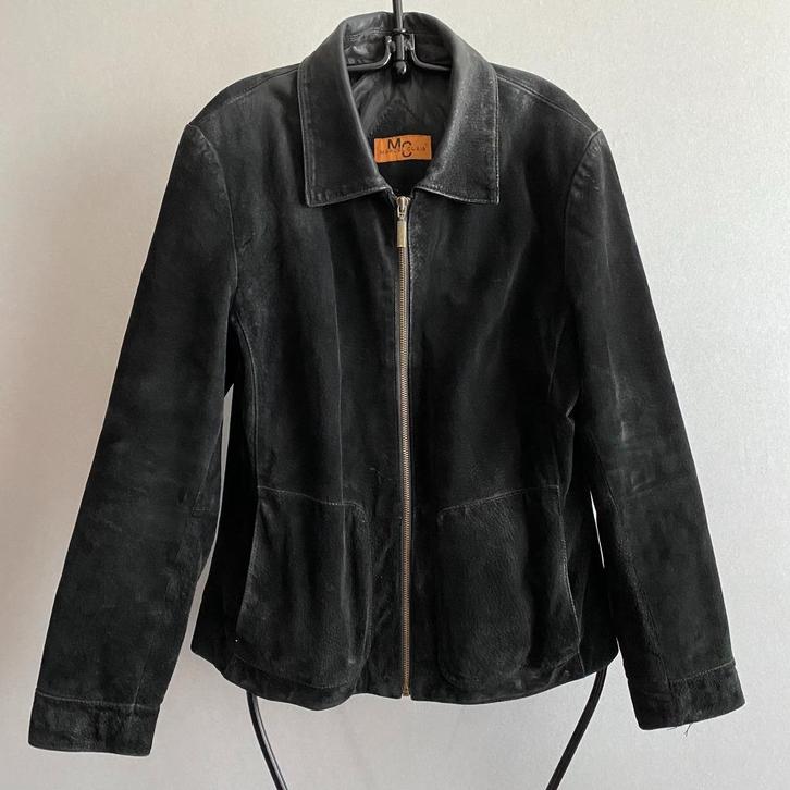 Zwart leren / suède jack tussenjas Marcel Claire - maat S, Kleding | Dames, Jassen | Winter, Zo goed als nieuw, Maat 38/40 (M)