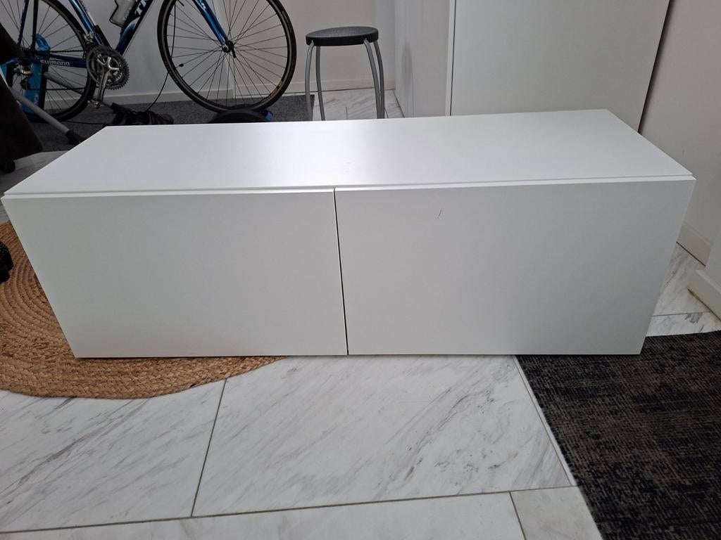 Witte Opbergkast met Deuren, Ophalen, Overige materialen, 100 tot 150 cm, Modern