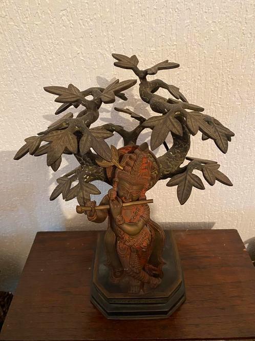 Krishna van brons, Huis en Inrichting, Woonaccessoires | Boeddhabeelden, Zo goed als nieuw, Ophalen