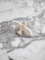 Wit porseleinen duifjes broche vredesduif pinksterduif, Nieuw, Goud, Overige materialen, Verzenden