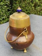Koperen Doofpot met aardewerk knop, Ophalen, Koper