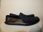 Gucci leren loafers zwart leer deels stof monogram print 44, Loafers, Verzenden, Zwart, Zo goed als nieuw