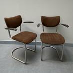 Buisframe stoelen, vintage, Huis en Inrichting, Stoelen, Ophalen, Gebruikt, Twee, Vintage