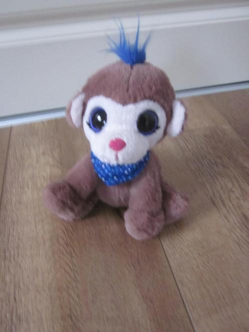 Dépèche Snukis bruin-wit zacht pluche aap blauw glitter ogen, Kinderen en Baby's, Speelgoed | Knuffels en Pluche, Nieuw, Overige typen