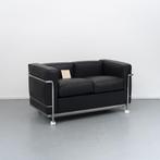 2x Cassina LC2 Tweezits Bank Le Corbusier Zwart – Leer, Niet ingevuld, Niet ingevuld, Niet ingevuld, Nieuw