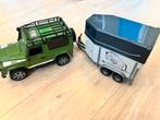 Bruder landrover Defender met paardentrailer, Ophalen of Verzenden, Zo goed als nieuw