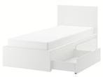 IKEA Malm bed (90x200) met lattenbodem en 2 bedlades, Ophalen, Gebruikt, 90 cm, Eenpersoons