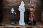 Drie beelden van heiligen / Antonius & Maria met kind & Rita, Antiek en Kunst, Kunst | Beelden en Houtsnijwerken, Ophalen of Verzenden
