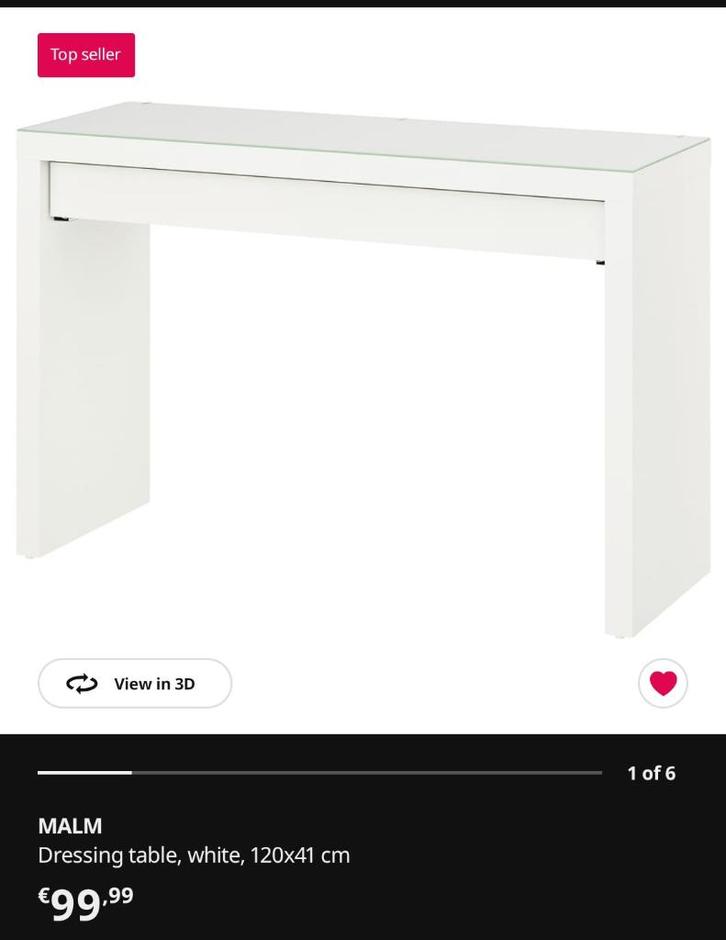 IKEA Kaptafel, Huis en Inrichting, Tafels | Kaptafels, Nieuw, Minder dan 100 cm, 50 tot 100 cm, Glas, Ophalen
