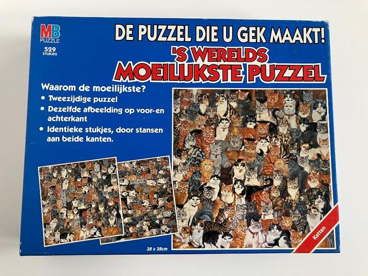 Legpuzzel - 2-zijdig - katten, Hobby en Vrije tijd, Denksport en Puzzels, Zo goed als nieuw, Legpuzzel, 500 t/m 1500 stukjes, Ophalen of Verzenden