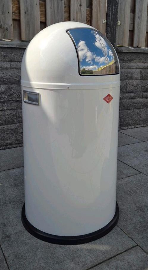 Afvalbak pushboy Wesco 50 liter 75,5cm hoog wit, Huis en Inrichting, Woonaccessoires | Prullenbakken, Zo goed als nieuw, Metaal